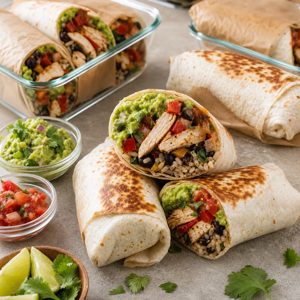 Chicken Fajita Burrito meal prep recipe